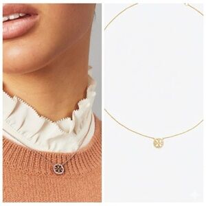 Tory Burch Miller Pave Crystal Logo Pendant‎ Necklace